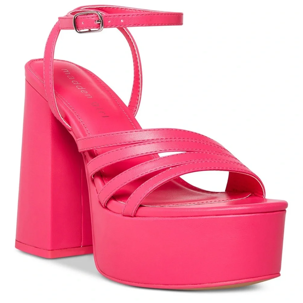 Madden Girl Jadda Chunky Platform Heel Sandals  Fuchsia Size 9